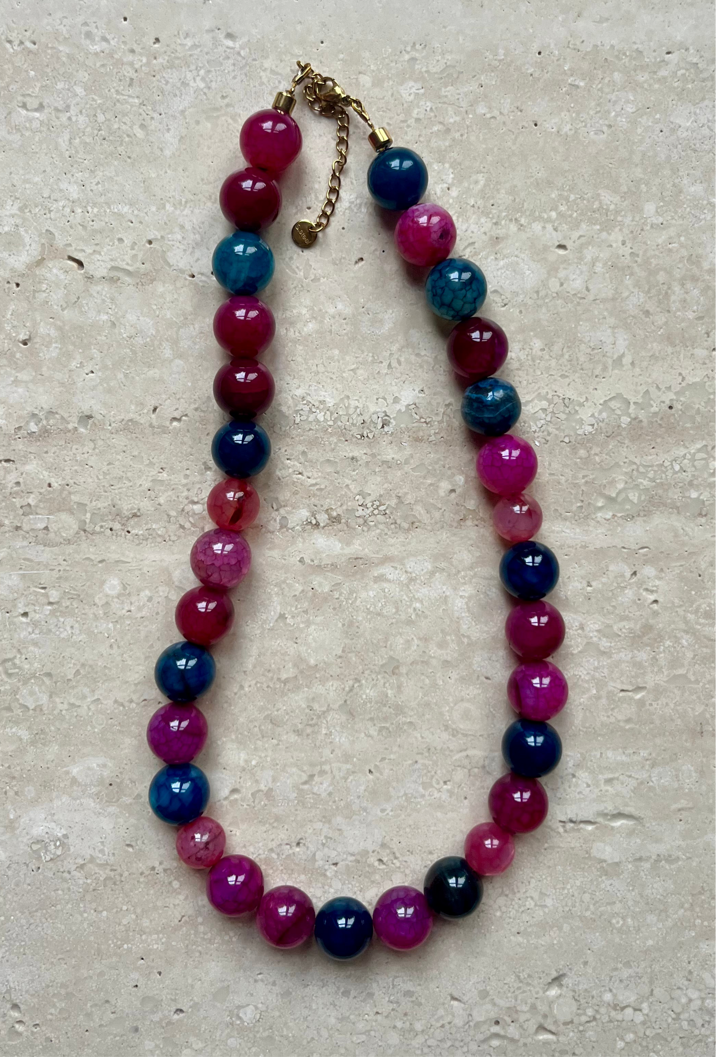 Island bloom necklace blue-pink