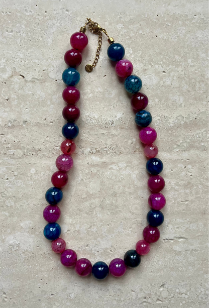 Island bloom necklace blue-pink