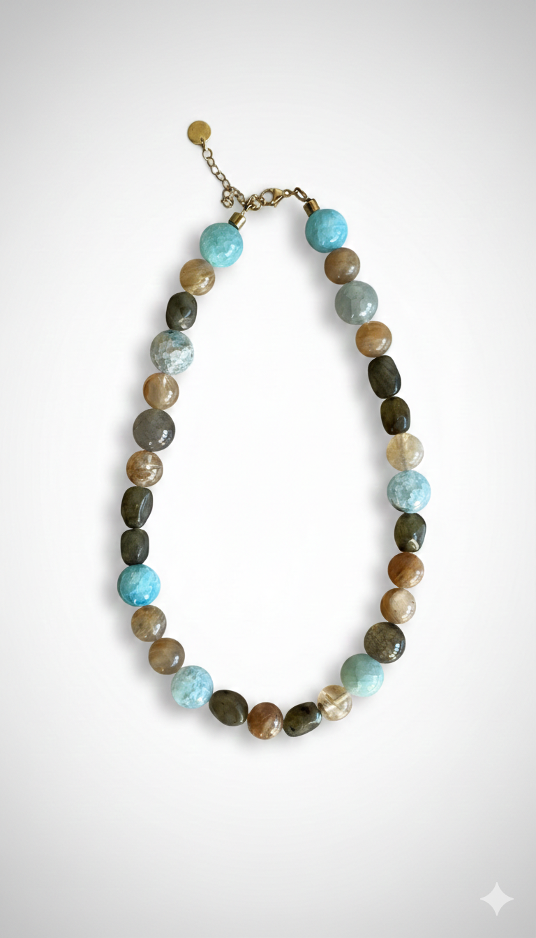 Island bloom necklace blue-sand