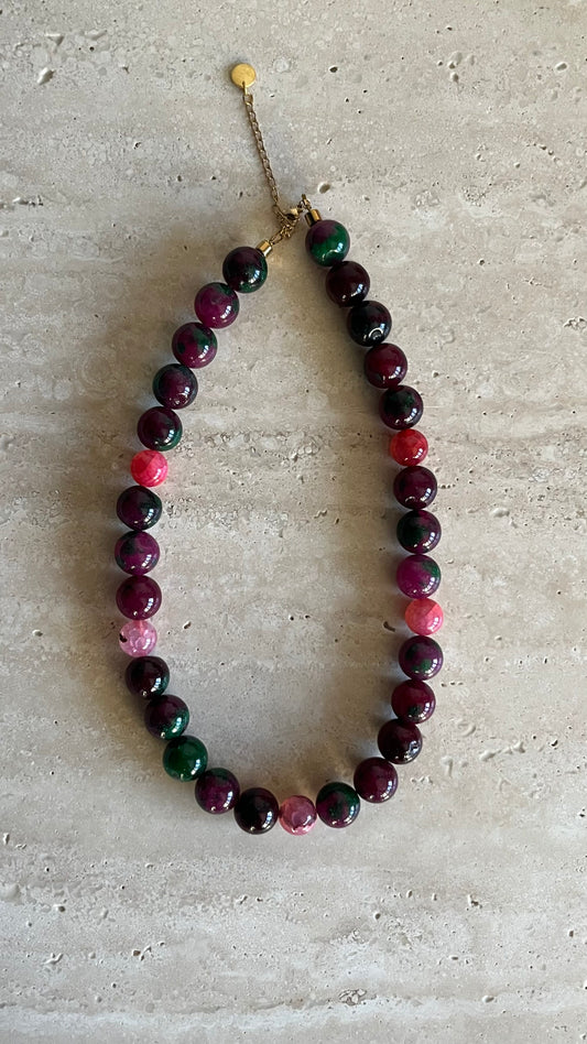 Island bloom necklace pink-green