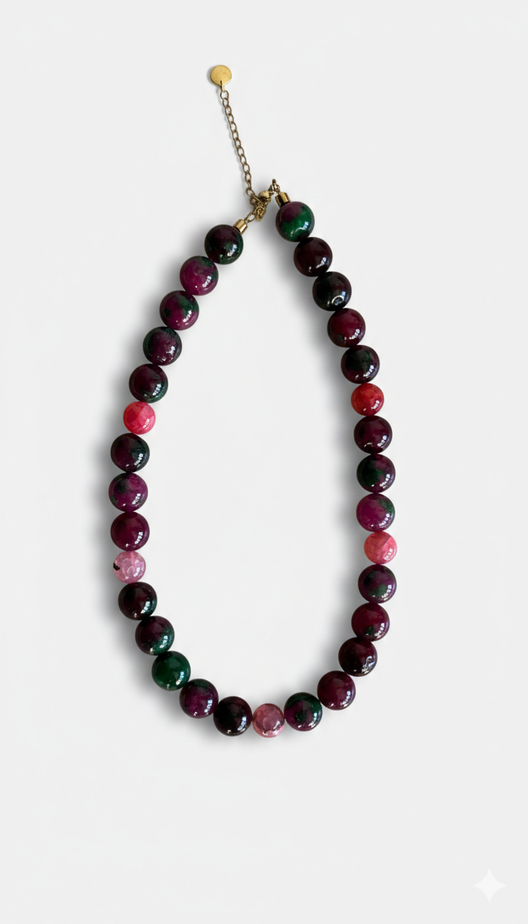 Island bloom necklace pink-green