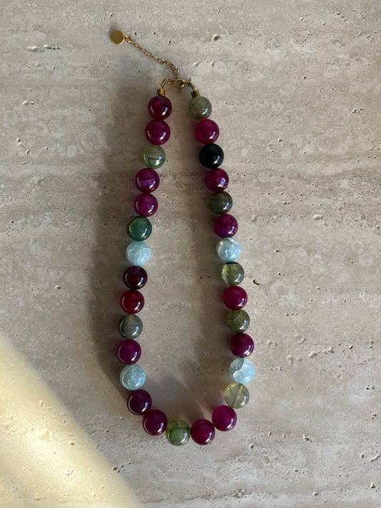 Island bloom necklace blue-pink