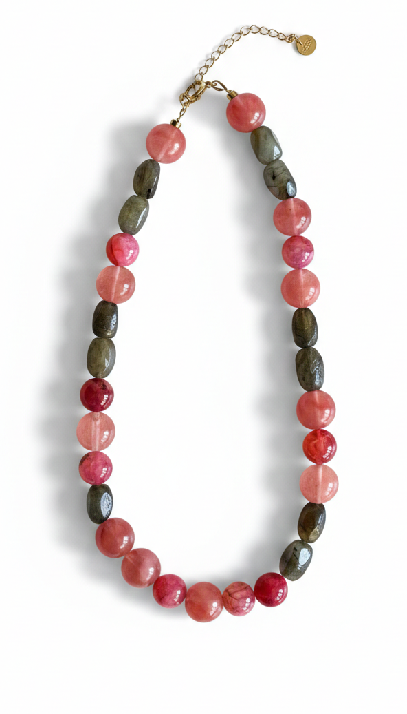 Island bloom necklace coral-green