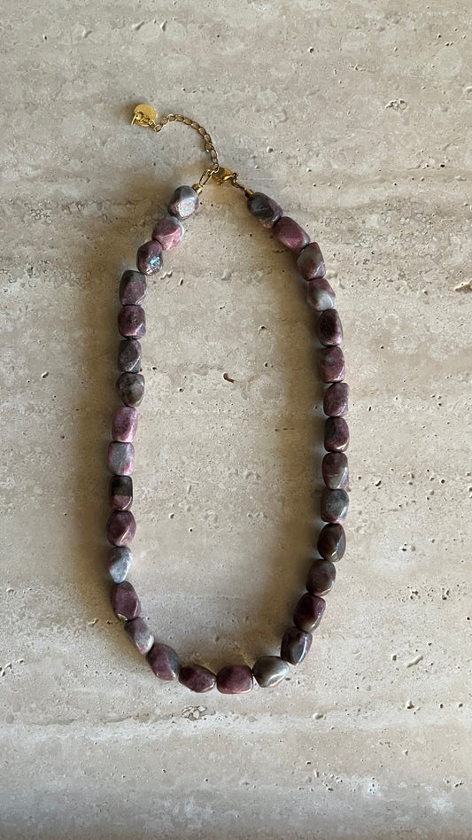 Faceted cube necklace pink tide