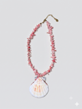Pink coral with sea shell necklace
