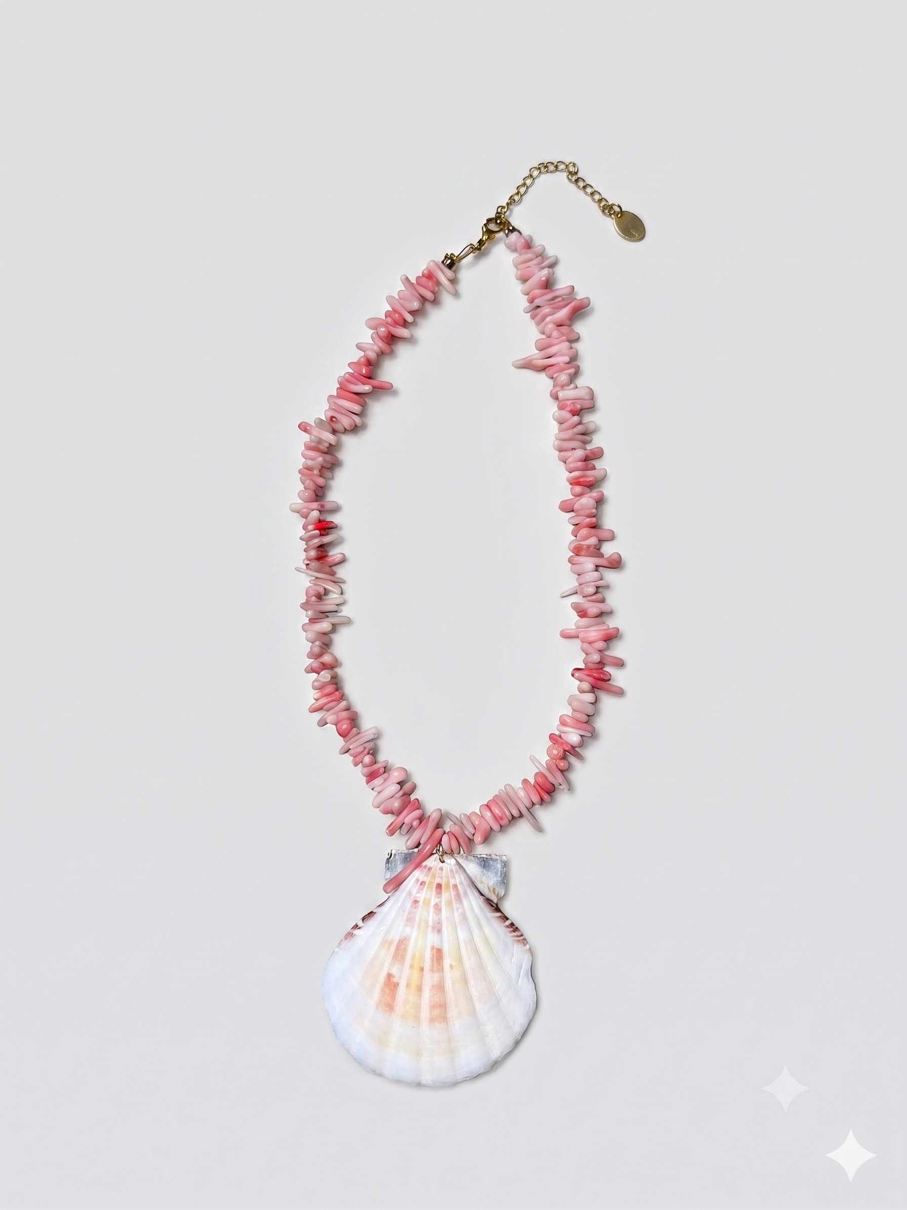 Pink coral with sea shell necklace