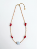 Red coral with pearl necklace