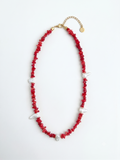 Coral pearl necklace red