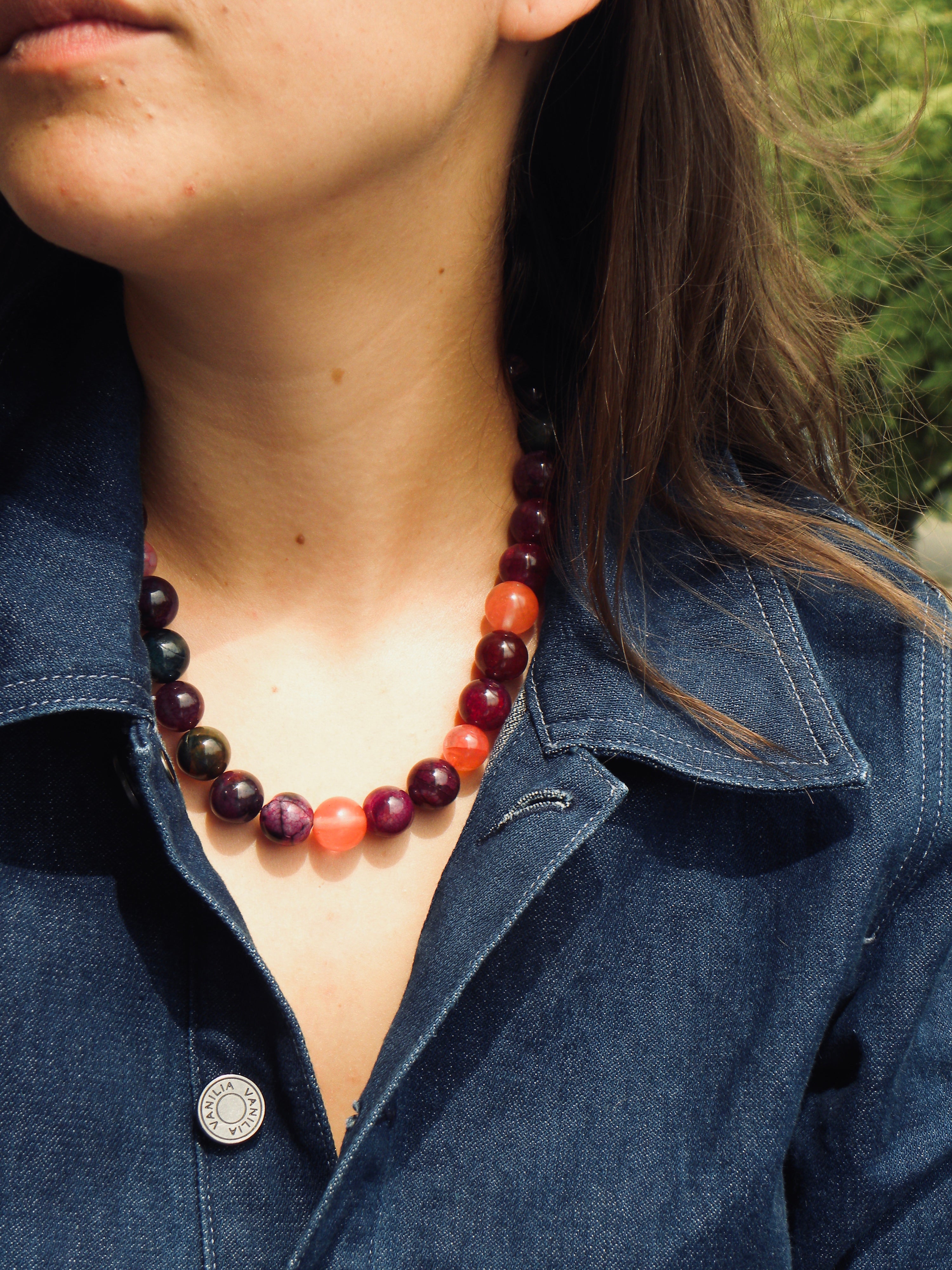 Island bloom necklace pink-green