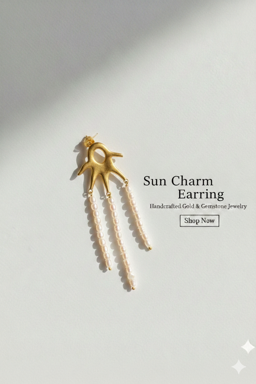 Sun charm one-piece earring