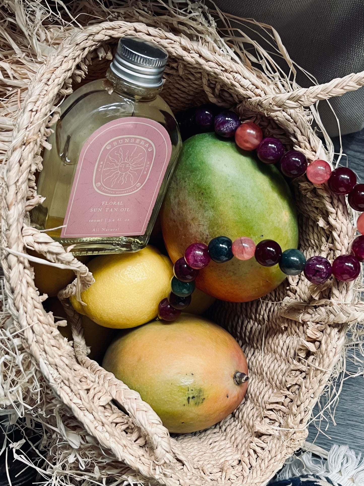 Island bloom necklace pink-green